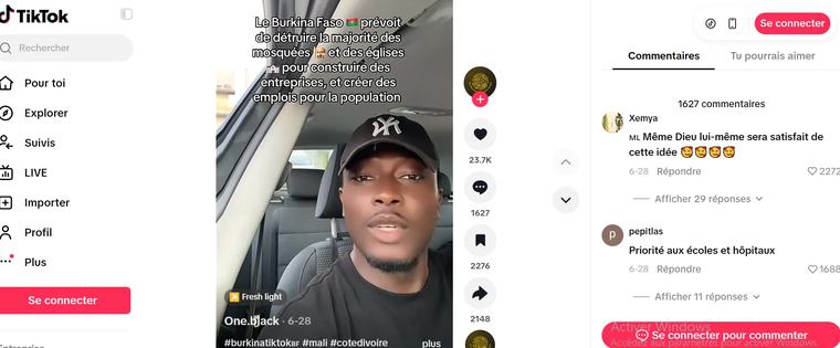Transformation des mosquées et des églises en entreprises au Burkina Faso: Cette affirmation sur TikTok est fausse Lecture de 3 min