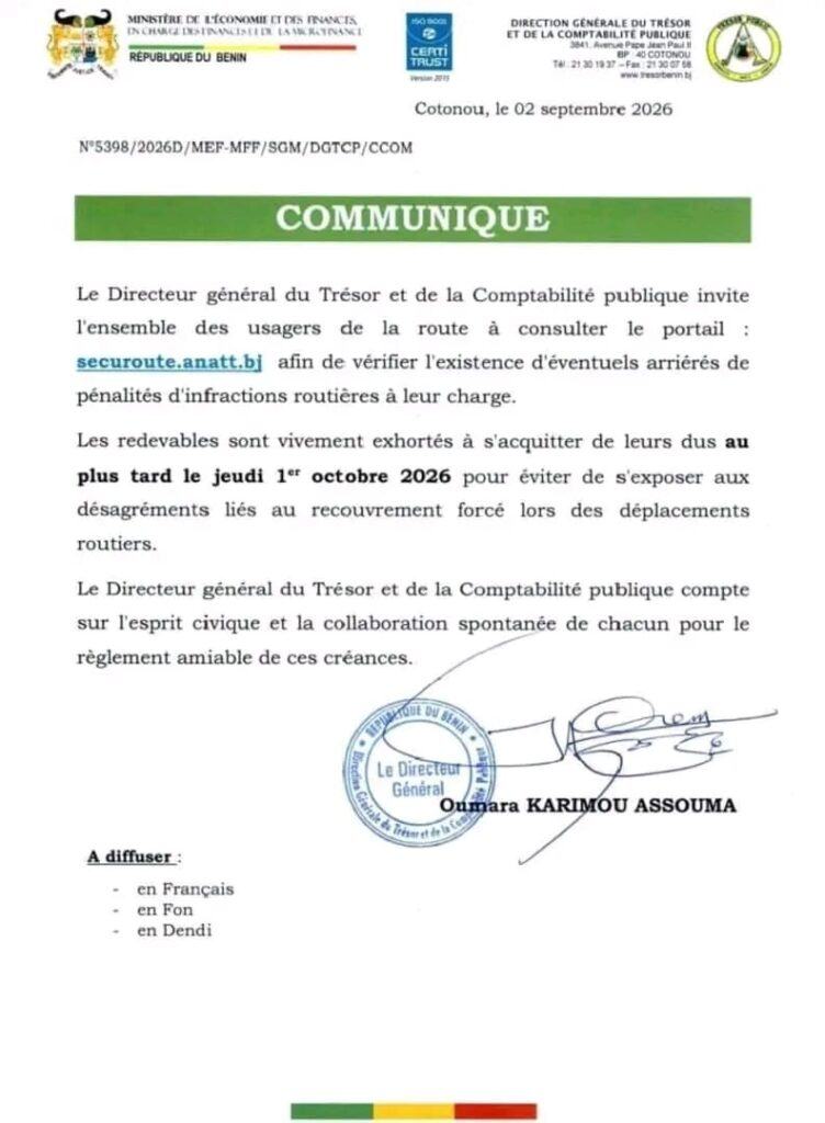 Infractions routières : Le Trésor met les usagers en demeure de régler leurs amendes avant le 1er octobre